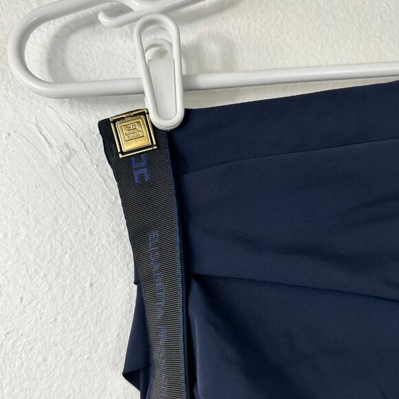 Elisabetta Franchi Mini Ruched Dress Blue Side Zipper Size 42 - Picture 7 of 13